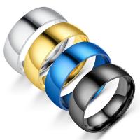 Stainless Steel Finger Ring, 304 Stainless Steel, Donut, Vacuum Ion Plating, mixed ring size & Unisex 8mm, US Ring 