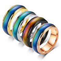 Mood Finger Ring, 304 Stainless Steel, Donut, Vacuum Ion Plating, mixed ring size & Unisex & change their color according to the temperature 6mm, US Ring 