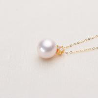 Cultured Freshwater Pearl Brass Pendant, with Brass, Round, gold color plated, for woman & with rhinestone, white, 12-13mm 