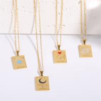 Stainless Steel Jewelry Necklace, 304 Stainless Steel, with 1.97inch extender chain, Vacuum Ion Plating & for woman & enamel, golden Approx 19.69 Inch 