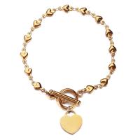 Stainless Steel Charm Bracelet, 304 Stainless Steel, Heart, fashion jewelry & for woman Approx 8.28 Inch 