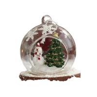 Glass Christmas Tree Decoration, with Resin, Round, brushwork, Christmas jewelry 80mm 