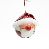 PVC Plastic Christmas Tree Decoration, with Cloth, Round, brushwork, Christmas jewelry 80mm 