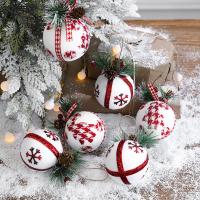 Mousse PE Décoration d’arbre de Noël, avec tissu & plastique, Rond, Bijoux de Noël, plus de couleurs à choisir, 80mm Vendu par sac