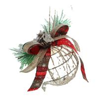 Iron Christmas Tree Decoration, with Cloth & Plastic, Round, Christmas jewelry & hollow 