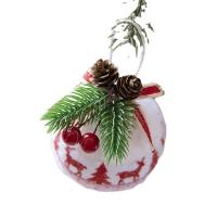 Mousse PE Décoration d’arbre de Noël, avec Toile de lin & plastique, Rond, Bijoux de Noël & modèles différents pour le choix, plus de couleurs à choisir, 80mm îte, Vendu par boîte