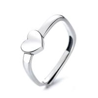 Sterling Silver Finger Ring, 925 Sterling Silver, Heart, platinum plated, Adjustable & Unisex, original color 