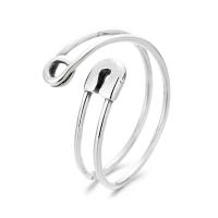 925 Sterling Silver Cuff Finger Ring, Safety Pin, polished, Adjustable & for woman & hollow, original color 