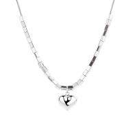 Sterling Silver Jewelry Necklace, 925 Sterling Silver, Heart, polished, fashion jewelry & for woman, original color, 450mm 