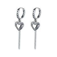 Huggie Hoop Drop Earring, 925 Sterling Silver, Heart, polished, fashion jewelry & for woman, original color, 40mm 
