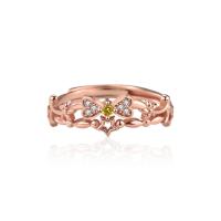Cubic Zirconia Micro Pave Sterling Silver Finger Ring, 925 Sterling Silver, rose gold color plated, Adjustable & micro pave cubic zirconia & for woman, rose gold color 