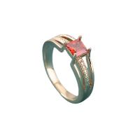 Circón cúbico anillo de dedo de latón, metal, chapado en oro KC, micro arcilla de zirconia cúbica & para mujer, más colores para la opción, tamaño:7, Vendido por UD