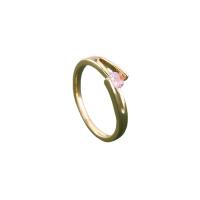 Circón cúbico anillo de dedo de latón, metal, chapado en oro KC, micro arcilla de zirconia cúbica & para mujer, más colores para la opción, tamaño:7, Vendido por UD