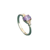 Zirkonia Messing Finger Ring, KC goldfarben plattiert, Micro pave Zirkonia & für Frau, keine, Größe:7, verkauft von PC