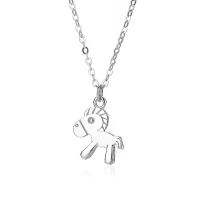 Sterling Silver Jewelry Necklace, 925 Sterling Silver, with 1.96 inch extender chain, rocking horse, plated, for woman Approx 17.72 Inch 