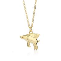 Sterling Silver Jewelry Necklace, 925 Sterling Silver, with 1.96 inch extender chain, Pig, plated, for woman Approx 17.72 Inch 