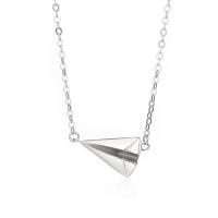 Sterling Silver Jewelry Necklace, 925 Sterling Silver, with 1.96 inch extender chain, Airplane, plated, for woman Approx 17.72 Inch 