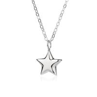 Sterling Silver Jewelry Necklace, 925 Sterling Silver, with 1.96 inch extender chain, Star, platinum color plated, for woman Approx 17.72 Inch 
