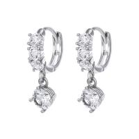Huggie Hoop Drop Earring, Zinc Alloy, platinum plated, fashion jewelry & micro pave cubic zirconia & for woman, 18mm 