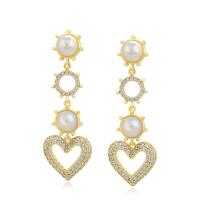 Plastic Pearl Zinc Alloy Earring, with Plastic Pearl, gold color plated, fashion jewelry & micro pave cubic zirconia & for woman 