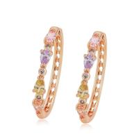 Zinc Alloy Hoop Earring, 18K gold plated, fashion jewelry & micro pave cubic zirconia & for woman 