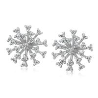 Christmas Earrings, Zinc Alloy, Snowflake, platinum plated, Christmas Design & fashion jewelry & micro pave cubic zirconia & for woman 