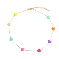 Enamel Zinc Alloy Necklace, Heart, gold color plated, fashion jewelry & for woman, multi-colored cm 