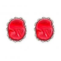 Resin Zinc Alloy Earring, with Resin, gold color plated, fashion jewelry & for woman & with rhinestone 