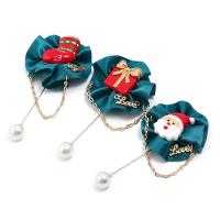 Christmas Jewelry Brooch , Zinc Alloy, with Cloth & Plastic Pearl, plated, Christmas Design & Unisex & enamel 98mm 