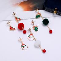 Christmas Earrings, Zinc Alloy, gold color plated, Christmas Design & for woman & enamel 8cm,3*1.5cm 