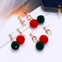 Christmas Earrings, Zinc Alloy, gold color plated, Christmas Design & for woman & enamel 4.5*3cm,2cm 