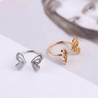Titanium Steel Cuff Finger Ring, Butterfly, plated, for woman 14mm 