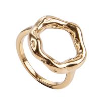 Titanium Steel Finger Ring, gold color plated  & for woman, golden, 18mm 