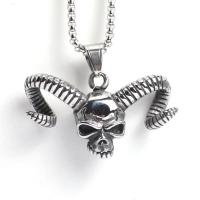 Titanium Steel Pendants, Skull, silver color plated, for man, silver color 