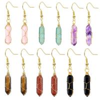 Gemstone Drop Earring, with Brass, gold color plated & for woman 