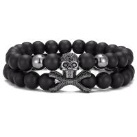 Abrazine Stone Bracelet, with Brass, Skull, 2 pieces & Unisex & micro pave cubic zirconia 8mm Approx 7.48 Inch 
