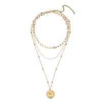 Fashion Multi Layer Necklace, 304 Stainless Steel, with Plastic Pearl, with 3.94inch extender chain, three layers & fashion jewelry & for woman 22mm Approx 13.78 Inch, Approx 15.75 Inch, Approx 19.69 Inch 