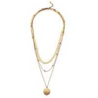 Fashion Multi Layer Necklace, 304 Stainless Steel, Round, three layers & fashion jewelry & Unisex 18mm Approx 15.75 Inch, Approx 17.72 Inch, Approx 19.69 Inch 