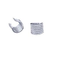 Earring Cuff and Wraps, Brass, plated, fashion jewelry & micro pave cubic zirconia & for woman 
