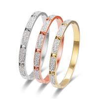 Titanium Steel Bangle, Vacuum Ion Plating, fashion jewelry & micro pave cubic zirconia & for woman Inner Approx 