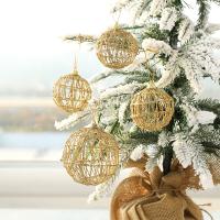 Iron Christmas Tree Decoration, with Sequins, Round, Christmas jewelry & hollow, golden 