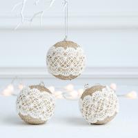 PE Foam Christmas Tree Decoration, with Sequins & Lace, Round, Christmas jewelry 80mm 