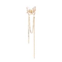 manchette de boucle d'oreille, laiton, avec coquille blanche, papillon, Plaqué d'or, bijoux de mode & pour femme, Or Vendu par PC