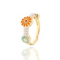 Палец кольцо-латунь, Латунь, плакирован золотом, Регулируемый & Женский & эмаль, Много цветов для выбора, 21mm, продается PC