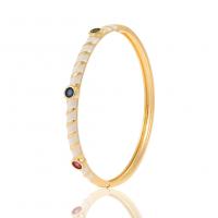 Brass Bangle, gold color plated, micro pave cubic zirconia & for woman & enamel 65.5mm 