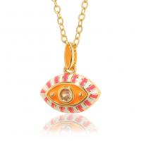 Brass Cubic Zirconia Necklace, Eye, gold color plated, micro pave cubic zirconia & for woman & enamel Approx 17.7 Inch 