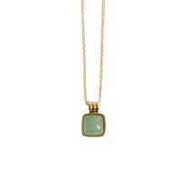 Gemstone Necklaces, Titanium Steel, with Natural Stone, 18K gold plated, fashion jewelry & for woman 450mm 