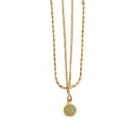 Gemstone Necklaces, Titanium Steel, with Natural Stone, 18K gold plated, fashion jewelry & for woman 450mm 