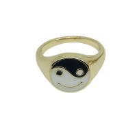 Палец кольцо-латунь, Латунь, Другое покрытие, Тай Цзи & разный размер для выбора & Женский & эмаль, Много цветов для выбора, продается PC