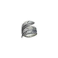 925 Sterling Silver Cuff Finger Ring, Feather, polished, Adjustable & Unisex, original color, 17.5mm 